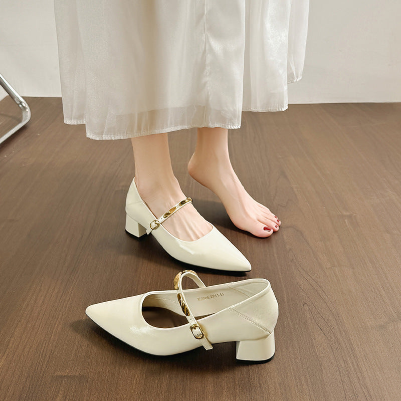 Damen Elegante Pumps mit modischem Riemen und komfortablem Blockabsatz Drune