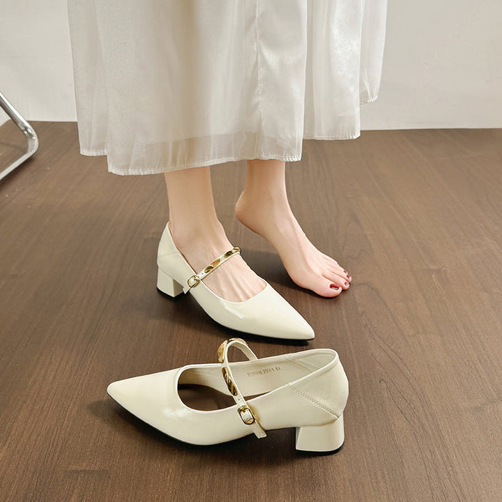 Damen Elegante Pumps mit modischem Riemen und komfortablem Blockabsatz Drune