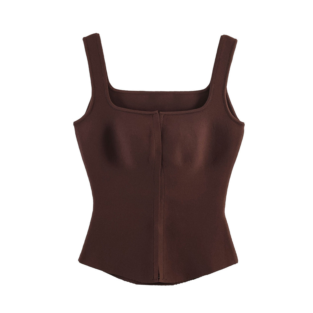 Damen tailliertes Camisole-Top mit quadratischem Ausschnitt und elastischem Material Drune