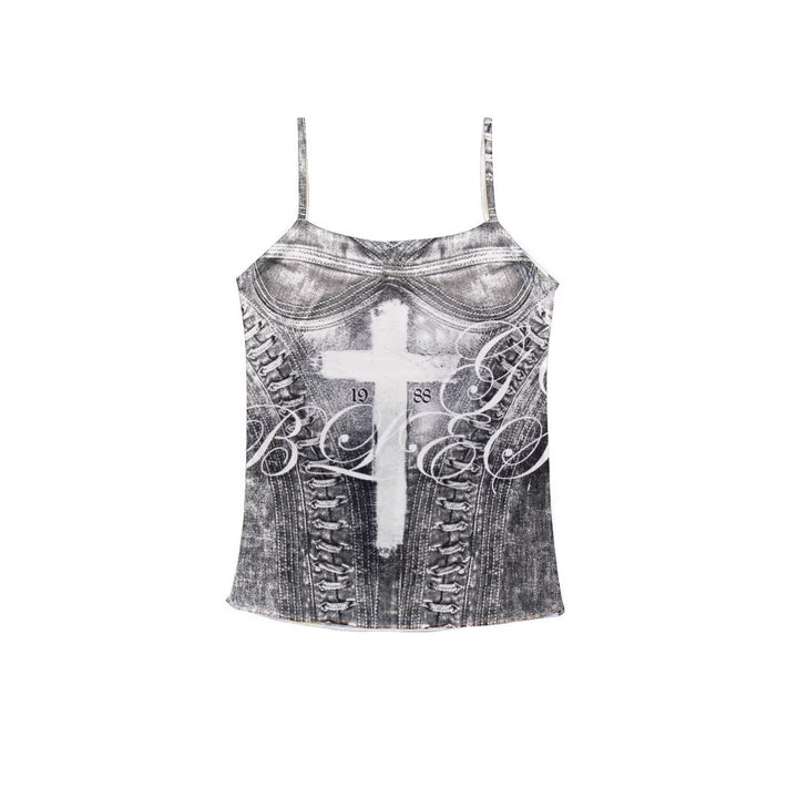 Damen Camisole-Top mit grafischem Druck und verführerischem Schnitt Drune