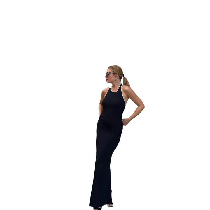 Damen Elegantes Maxikleid mit tiefem V-Ausschnitt und seitlichem Schlitz Drune