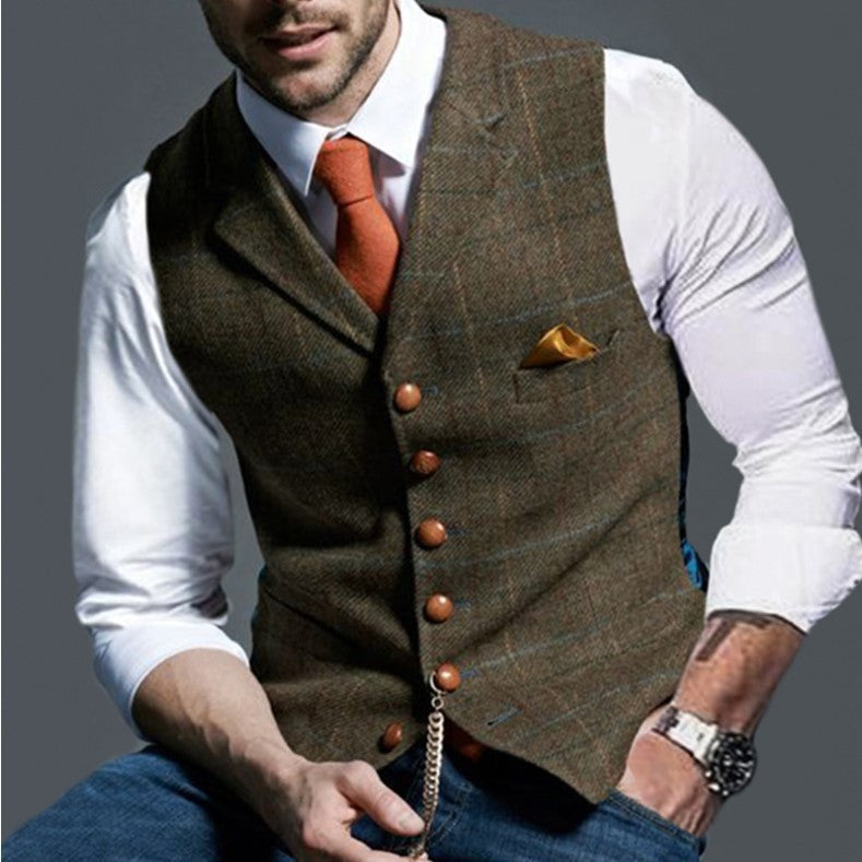 Herren stilvolle elegante Weste mit feinem Stoff Drune