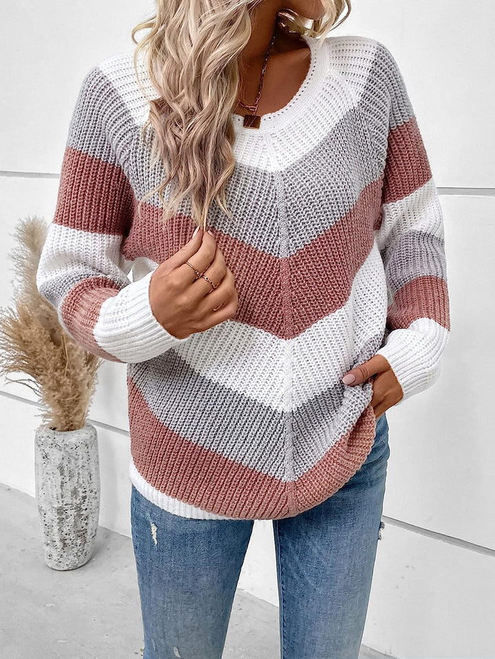 Damen Gemusterter Strickpullover im lässigen Stil Drune