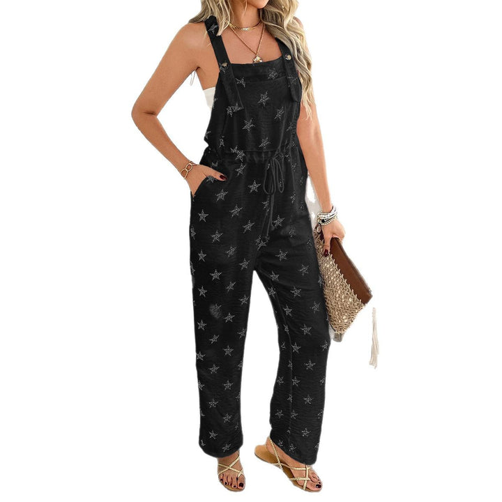 Damen Lässiger Jumpsuit mit verstellbaren Trägern und elastischem Taillenbund Drune
