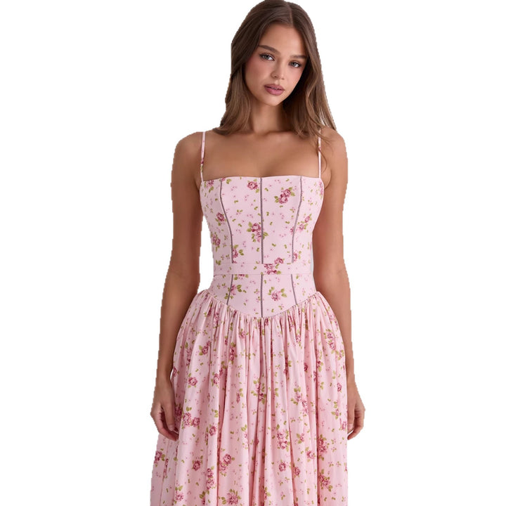 Damen Blumiges Midi-Kleid mit raffiniertem Schnitt Drune