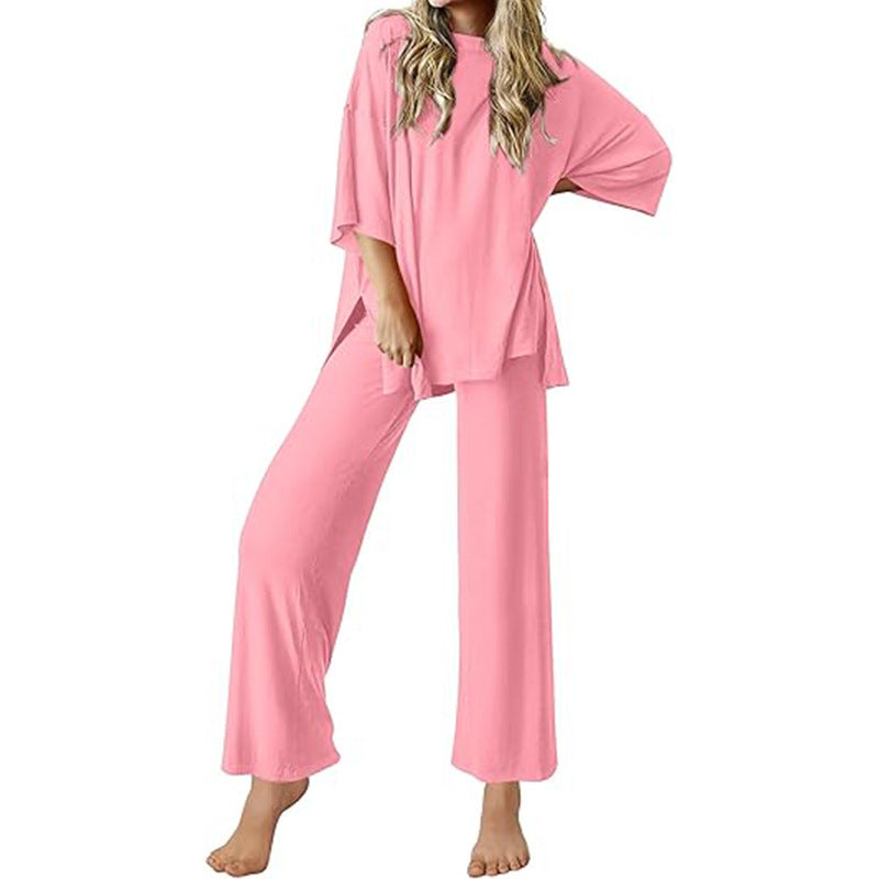 Damen Bequemer Schlafanzug mit Weitem Schnitt und Kurzarm Drune