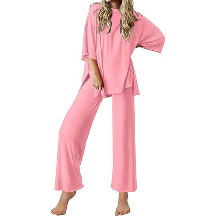 Damen Bequemer Schlafanzug mit Weitem Schnitt und Kurzarm Drune