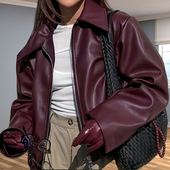 Damen Übergroße Lederjacke Drune
