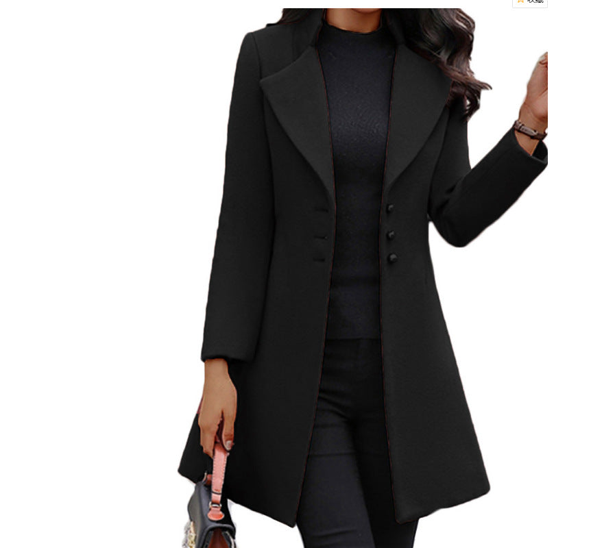 Damen Eleganter Wollmantel mit strukturiertem Schnitt Drune