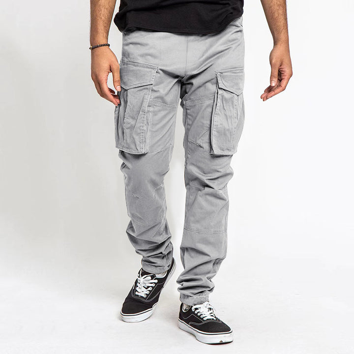 Herren nan tapered Cargo-Hose mit großen Klappentaschen, verstärkten Knien und schmal zulaufendem Bein Drune