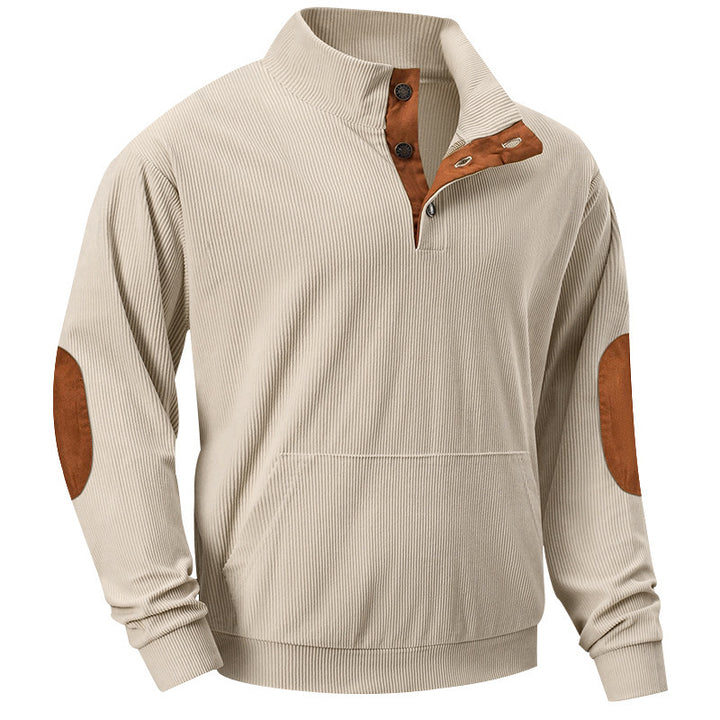 Herren bequemer Pullover mit Stehkragen und Knopfleiste Drune