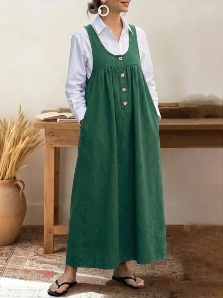Damen Maxikleid mit Knopf- und Taschen-Details Drune