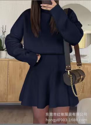 Damen lässiges Sweatshirt-Kleid mit hochtägiger Ärmeln Drune