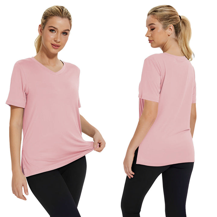Damen Funktionales V-Ausschnitt Sportshirt mit atmungsaktiver Technologie Drune