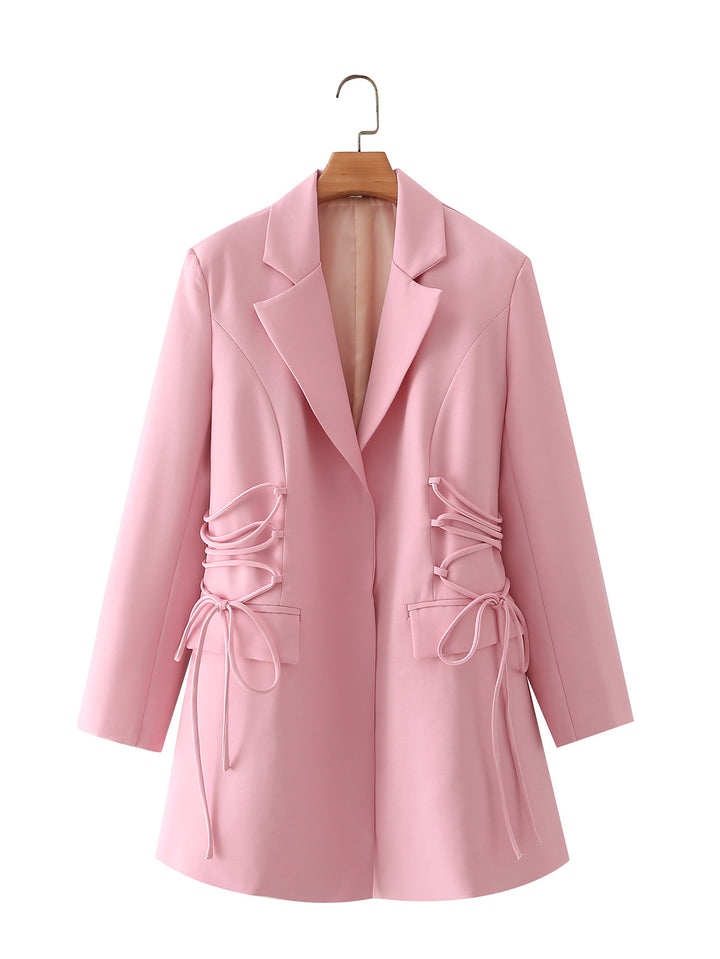 Damen modischer Blazer mit raffinierten Schnüroptiken und praktischen Taschen Drune