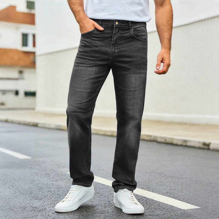 Herren nan lässige Straight-Leg-Jeans mit mittlerer Bundhöhe und Komfortstretch Drune