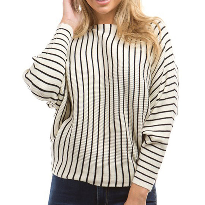 Damen Strickpullover mit geometrischem Rippdesign und trendigen Streifen Drune