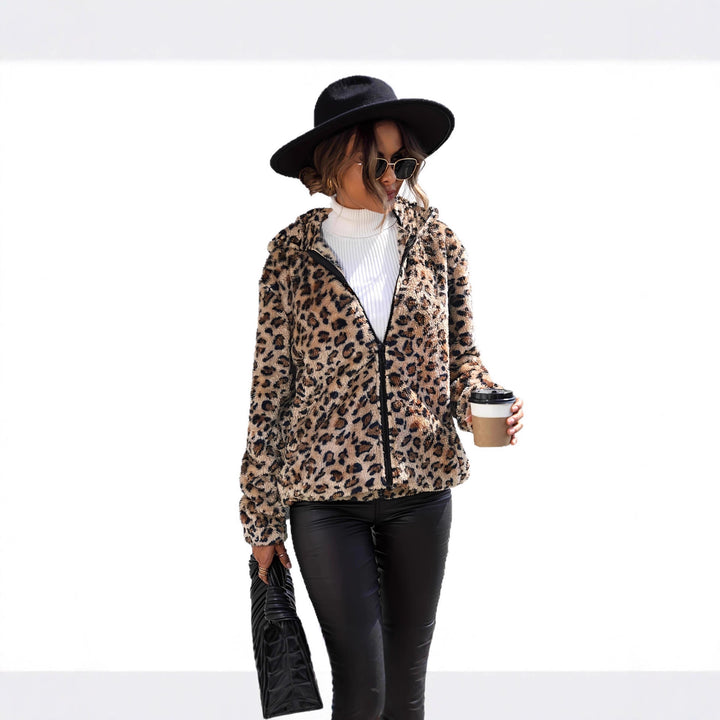 Damen Fleecejacke mit Leopardenmuster und praktischem Reißverschluss Drune