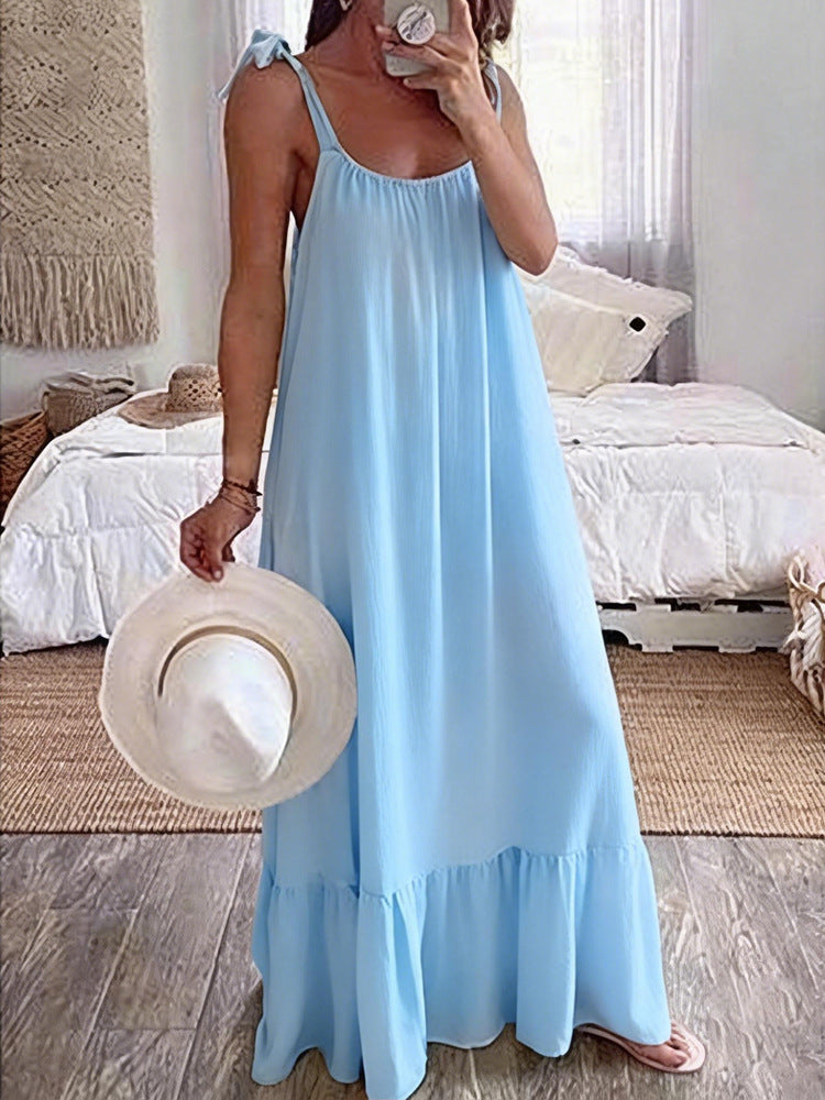 Damen Sommerliches Maxikleid mit Rüschenabschluss Drune