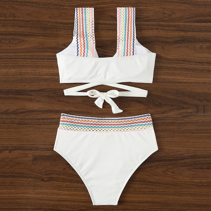 Damen Hochtaillierter Bikini mit kreativem Schnitt Drune