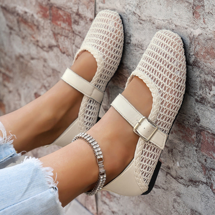 Damen elegante Ballerinas mit floralen Applikationen und rutschfester Sohle Drune