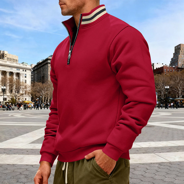 Herren nan Halbzip-Sweatshirt mit sportivem Ringkragen und weichem Fleece-Innenfutter Drune