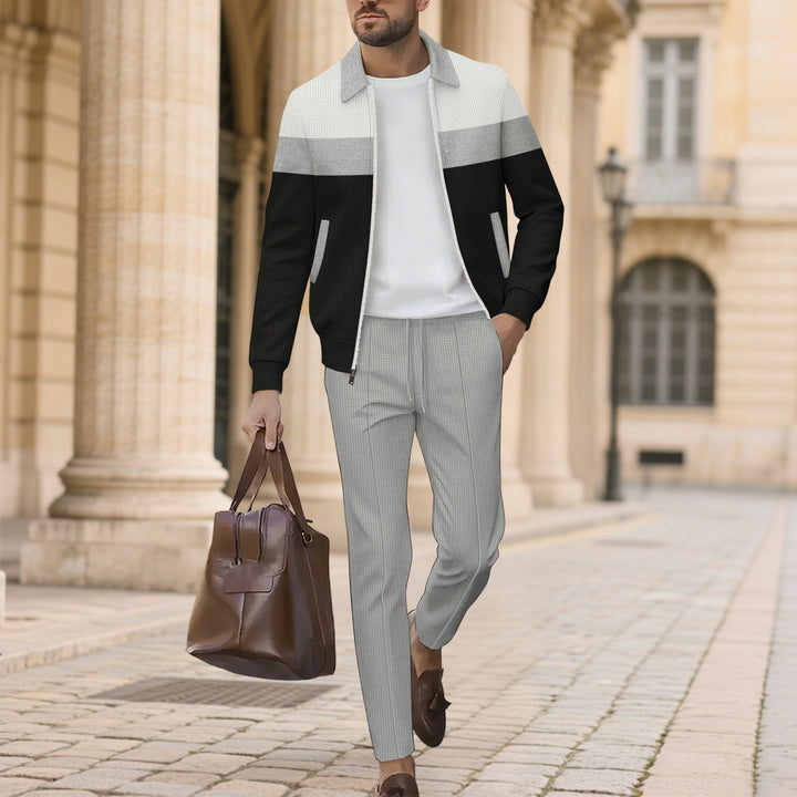 Herren moderdne Freizeitjacke mit kontrastierendem Design und lässigen Chinohosen Drune