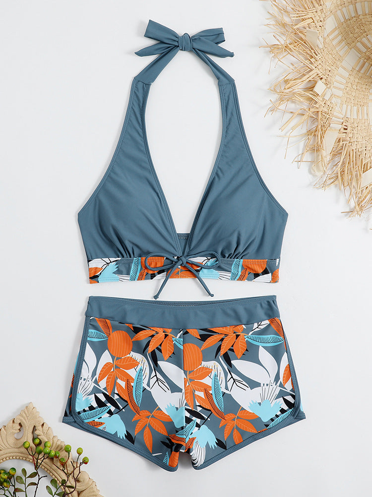Damen Sportliches Bikini-Set mit verstellbarem Haltertop und Shorts Drune