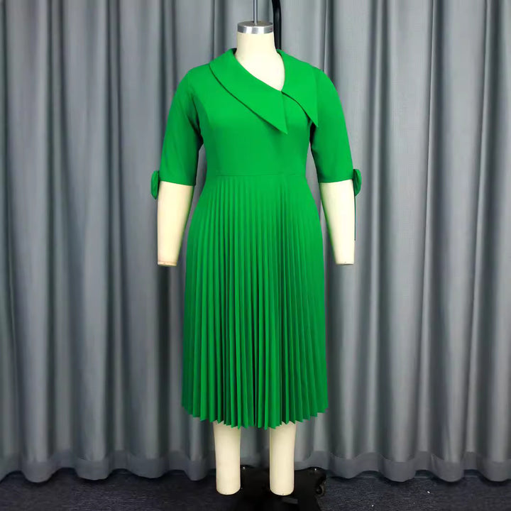 Damen Falten Kleid mit eleganter Kragen- und Ärmelgestaltung Drune