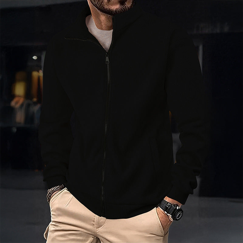 Herren Stylische Jacke mit Reißverschluss und hohem Kragen Drune