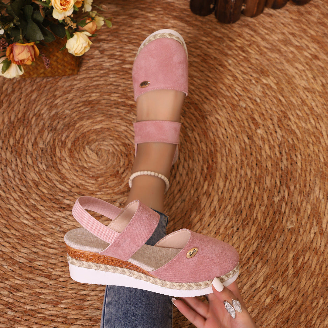 Damen Wedge-Sandaletten mit elastischem Riemendesign und komfortabler Plateausohle Drune
