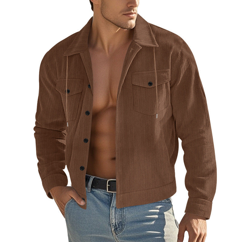 Herren nan Cord-Überhemdjacke mit Kentkragen, Druckknopfverschluss und aufgesetzten Brusttaschen Drune