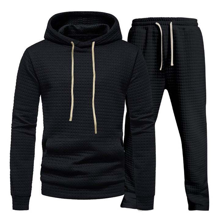 Herren Freizeit-Hoodie und Jogginghose-Set mit strukturiertem Design Drune