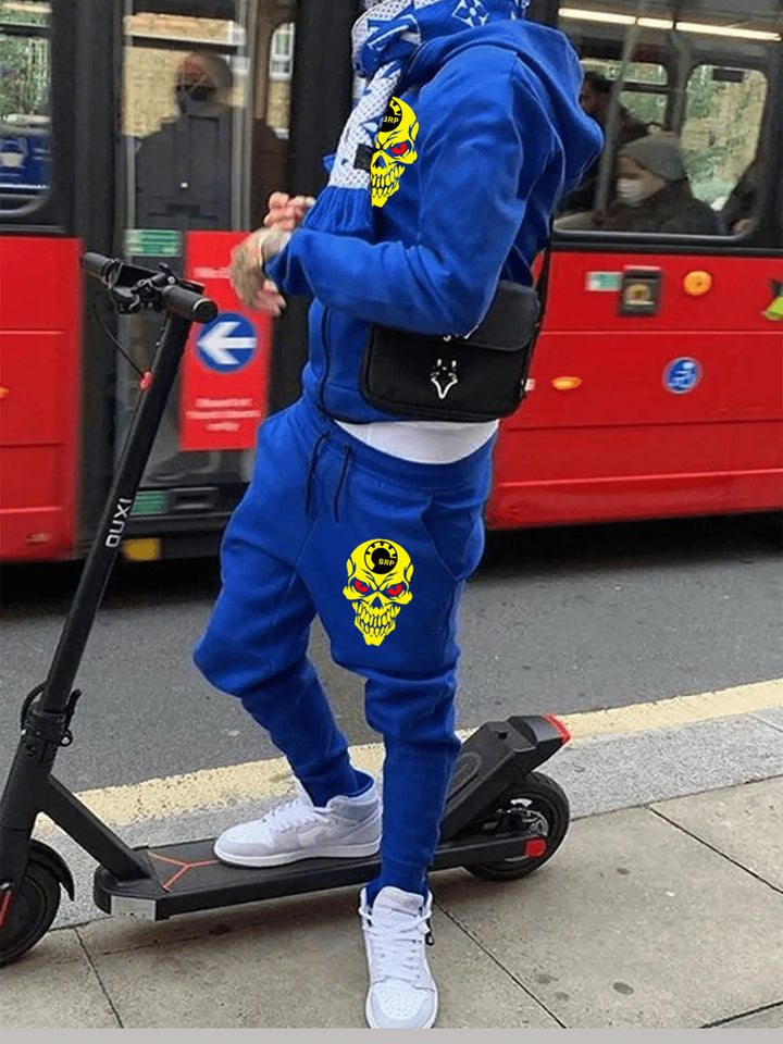 Herren Kapuzenanzug mit einzigartigem Totenkopf-Design Drune
