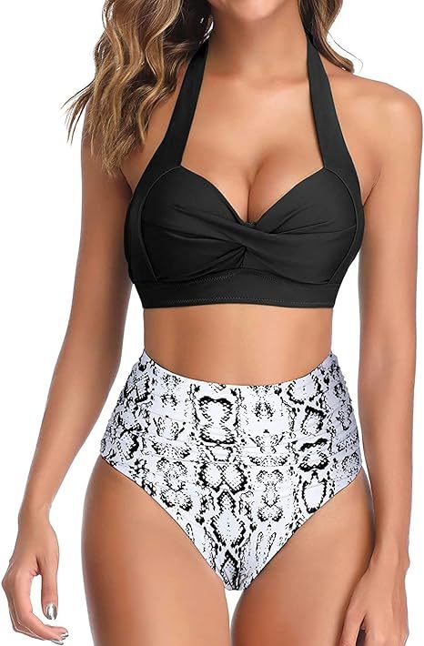 Damen Hochgeschnittener Bikini mit raffiniertem Oberteil Drune