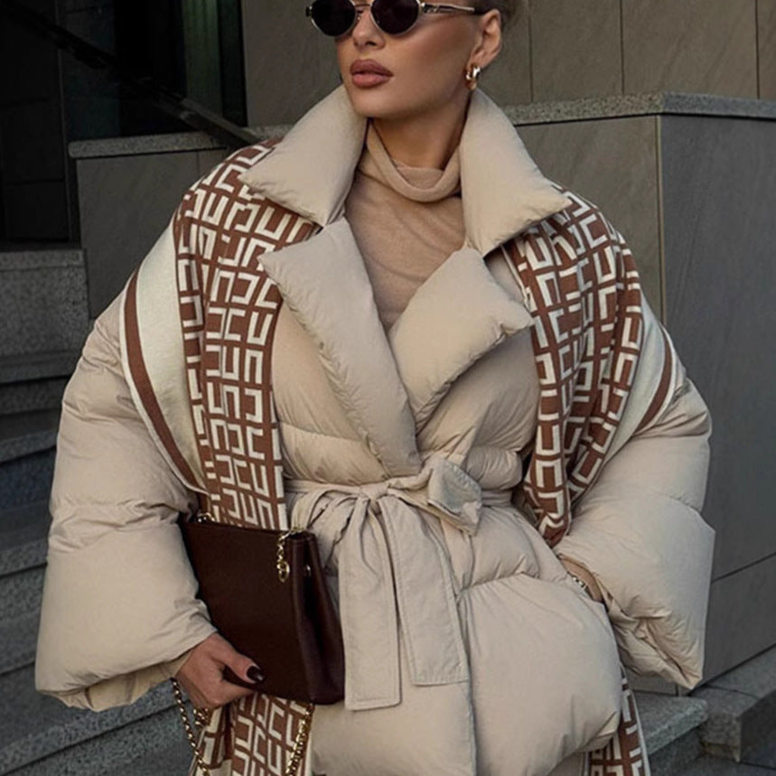 Damen Moderne Steppjacke mit Taillengürtel Drune