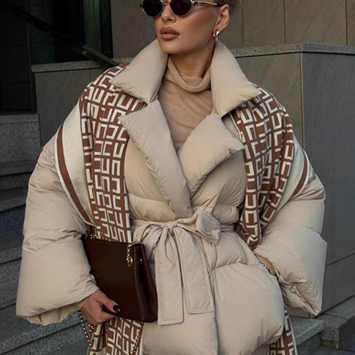 Damen Moderne Steppjacke mit Taillengürtel Drune