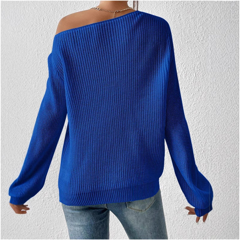 Damen Off-Shoulder Strickoberteil mit weit geschnittenen Ärmeln und strukturierter Optik Drune