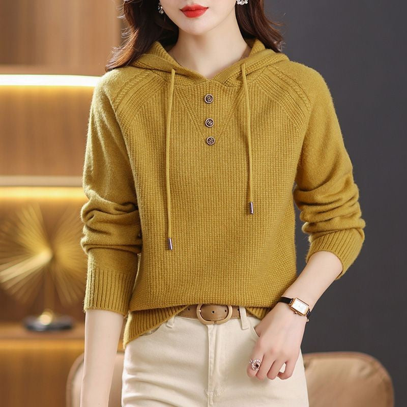 Damen Hoodie mit Knopfdetails und lässigem Schnitt Drune