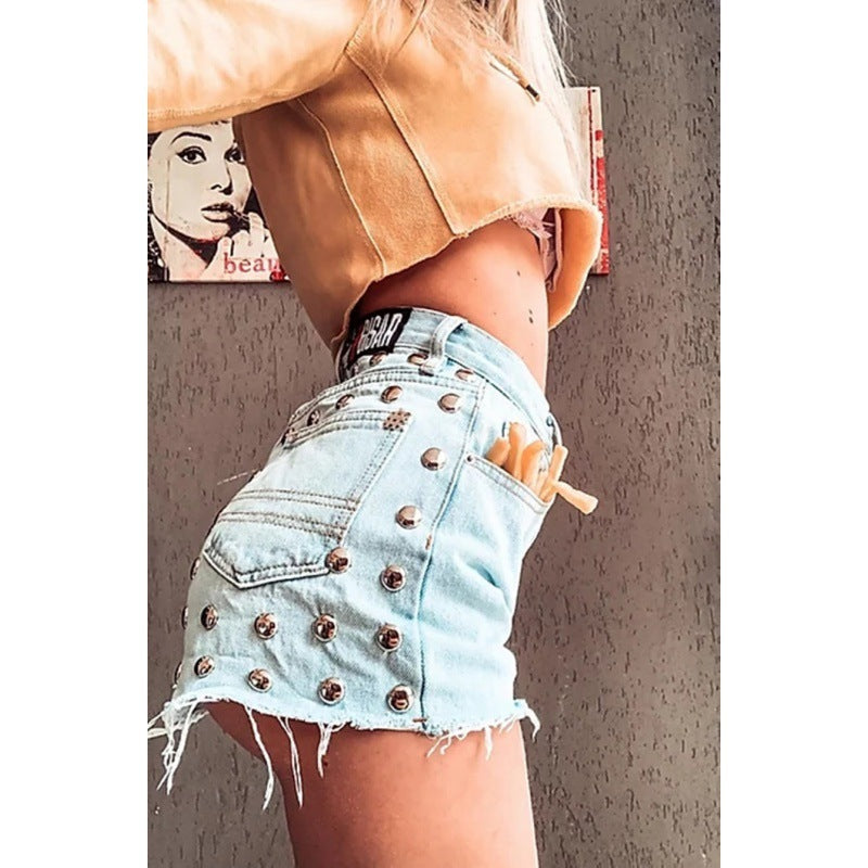 Damen Jeansrock mit modischen Nieten und lässigem Schnitt Drune