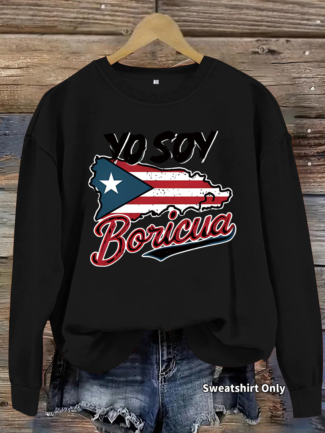 Damen Sweatshirt mit kreativem Puerto Rico Design und lässigem Schnitt Drune