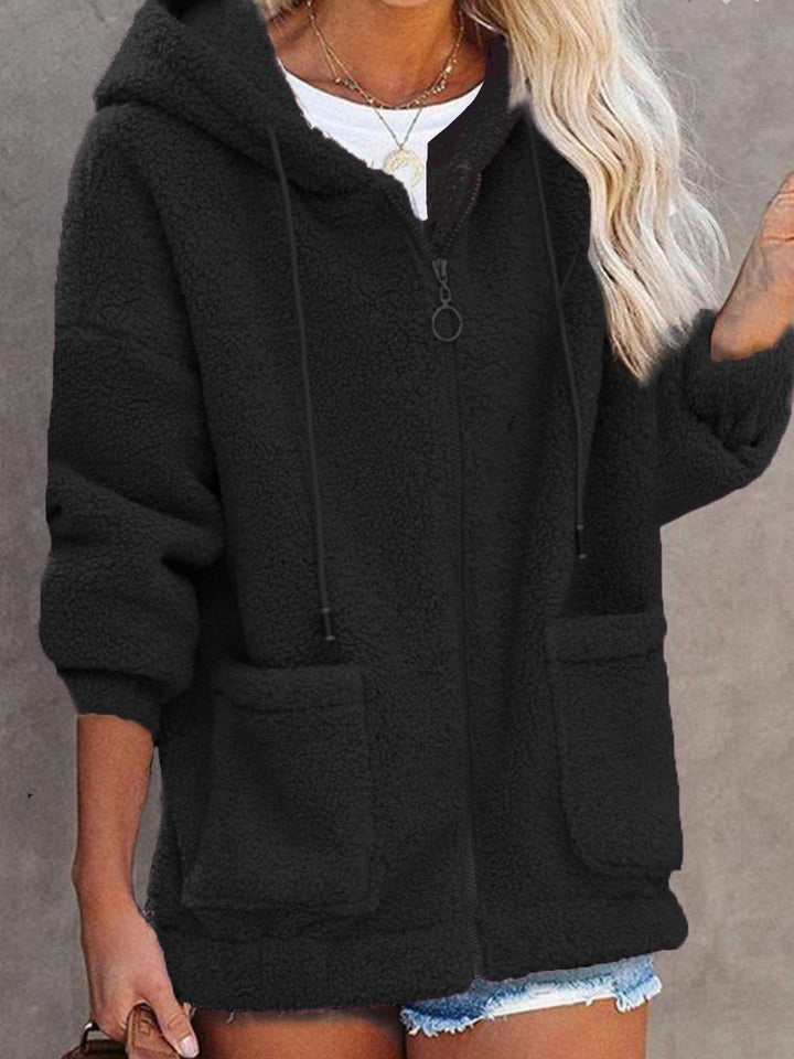 Damen Fleece-Hoodiejacke mit praktischen Taschen und hochwertiger Kapuze Drune