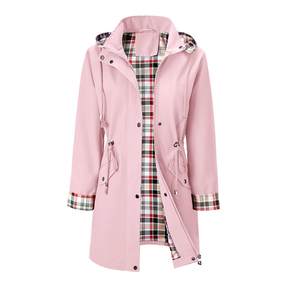 Damen Übergangsjacke mit verstellbarem Bund und einladendem Karomuster Drune