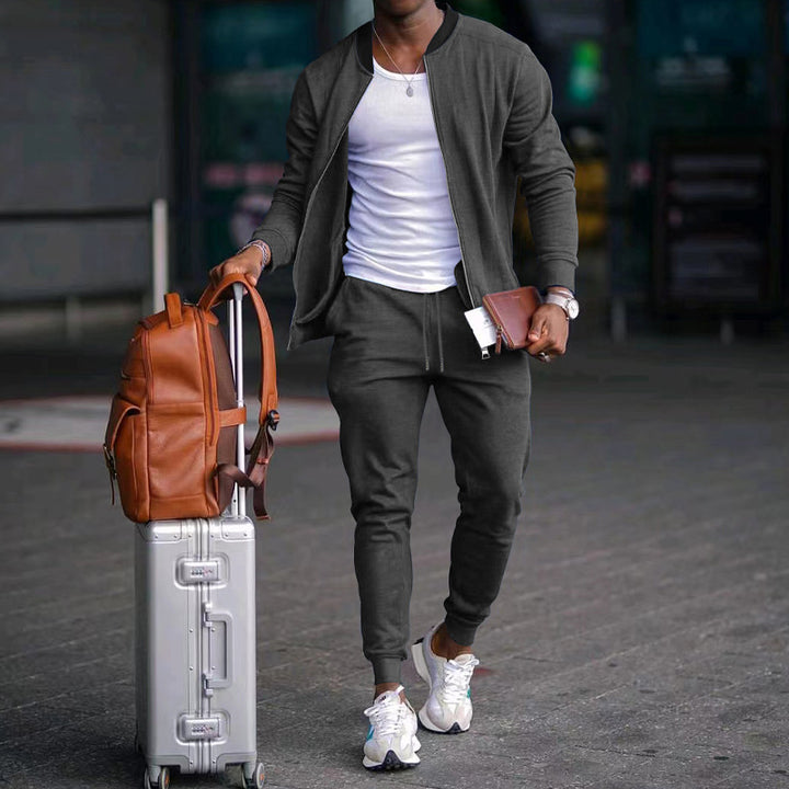 Herren Sportliches Freizeit-Set aus atmungsaktivem Material mit Reißverschluss und praktischen Taschen Drune
