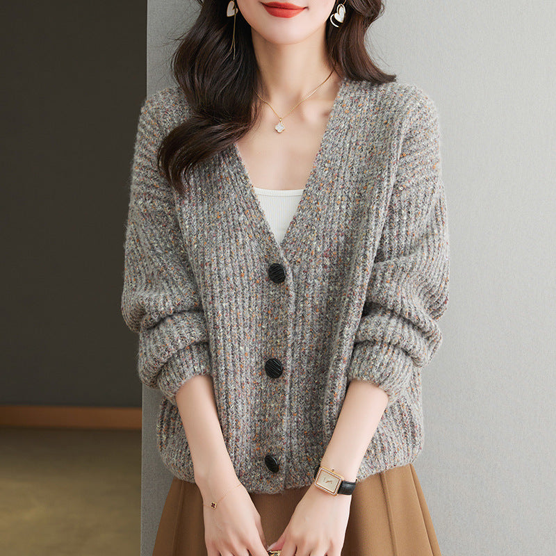Damen Kuscheliger Grobstrick-Cardigan mit Knopfdetail und weitem Schnitt Drune