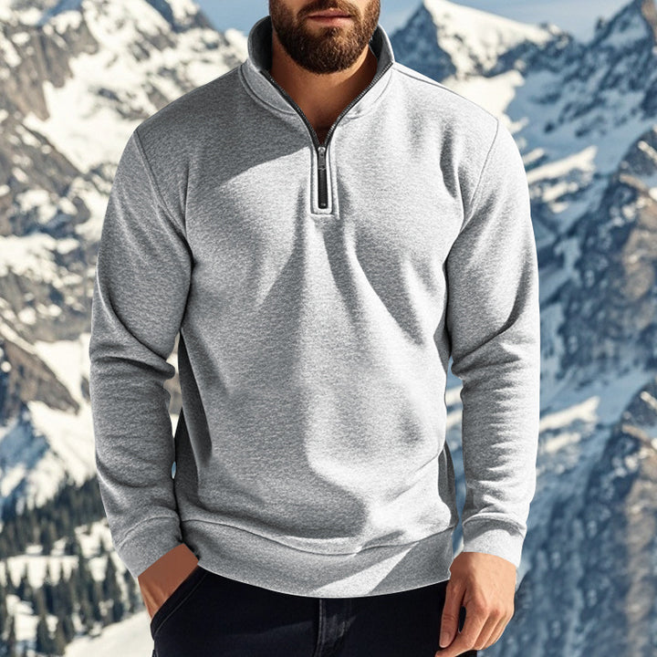 Herren nan komfortables Halbzip-Sweatshirt mit Stehkragen, leicht angerauter Innenseite und geripptem Saum Drune