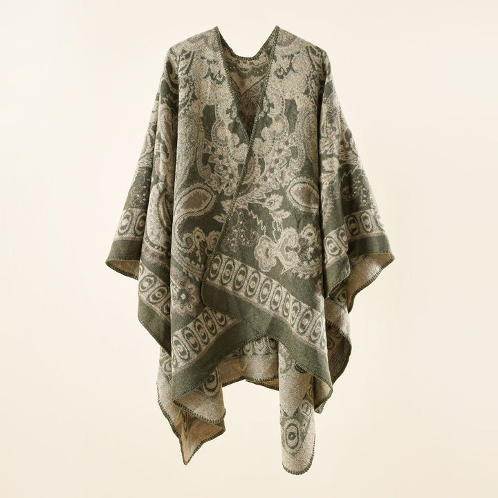 Damen Eleganter Poncho mit kunstvollem floralen Muster und luxuriösem Feel Drune