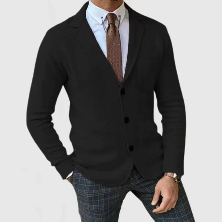Herren Strickblazerjacke mit hohen Taschen und eleganter Knopfleiste Drune