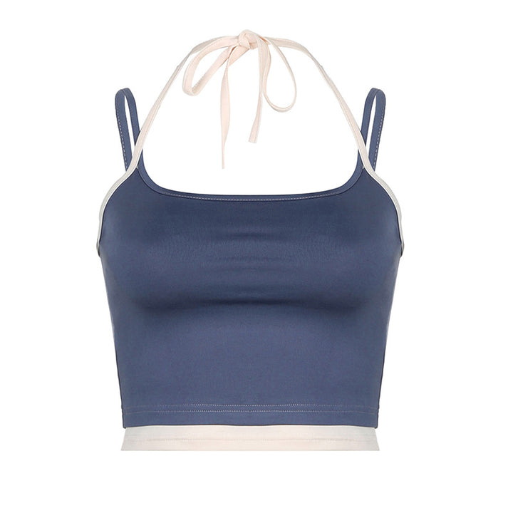 Damen modisches Crop-Top mit Bindeband und doppeltem Träger Drune