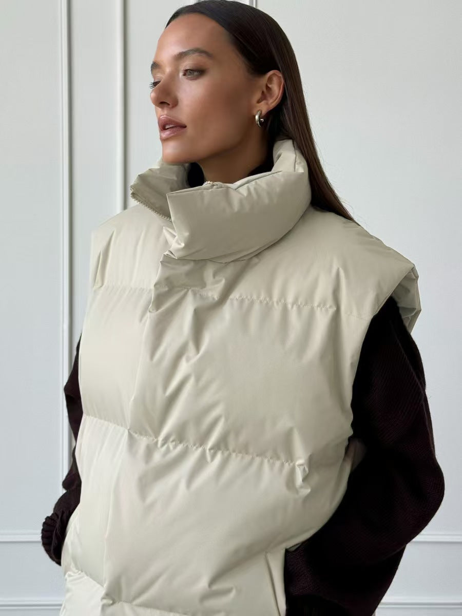 Damen Steppweste mit hohem Kragen und Taschen Drune